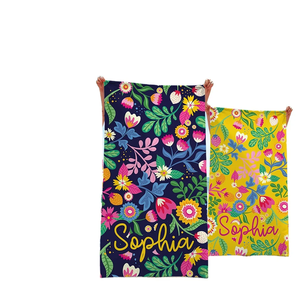 Soft terry Microfiber towling custom design extra large Colorful Roses floral custom beach bath towel 100x200