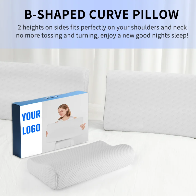 HNOS Customization China B Shaped Functional Cervical Orthopedic Neck Side Sleeping Pillow Memory Foam for Bed