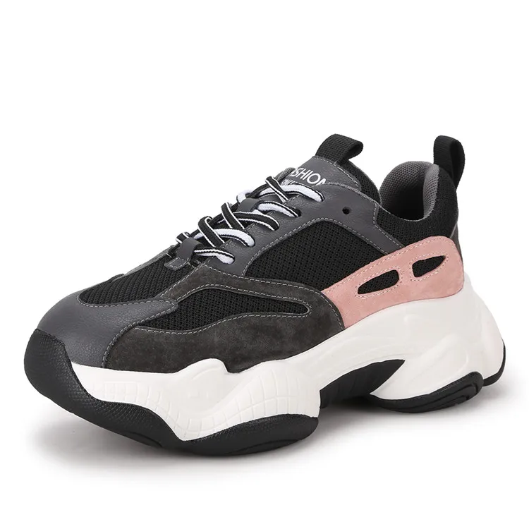 Wholesale women leather sneakers custom pigskin and mesh cloth ladies shoes flat casual