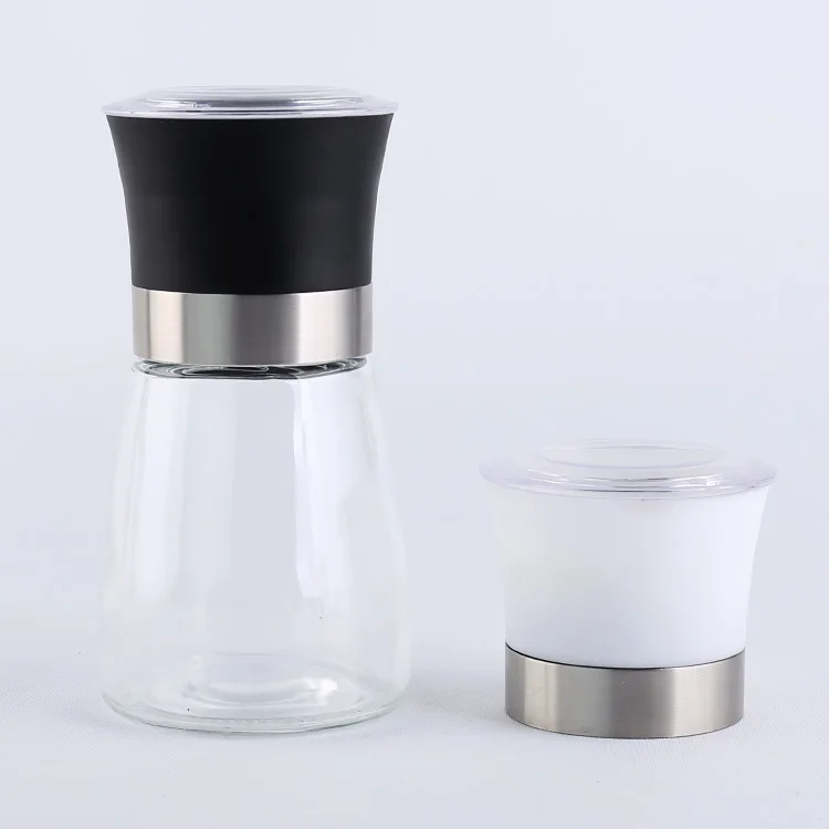 New kitchen tools round glass mill for pepper jar with grinder hand spice jars