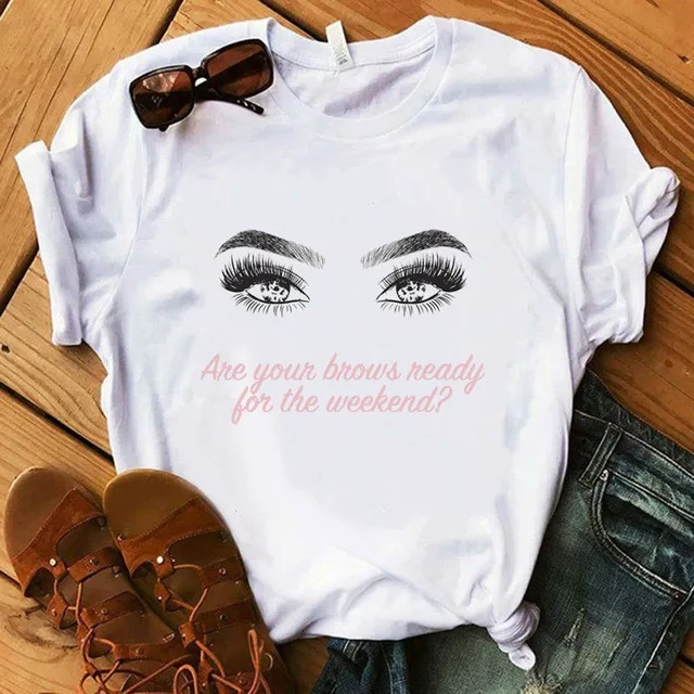 
Eyelashes Print Top Tees Women Lady Summer T Shirts 