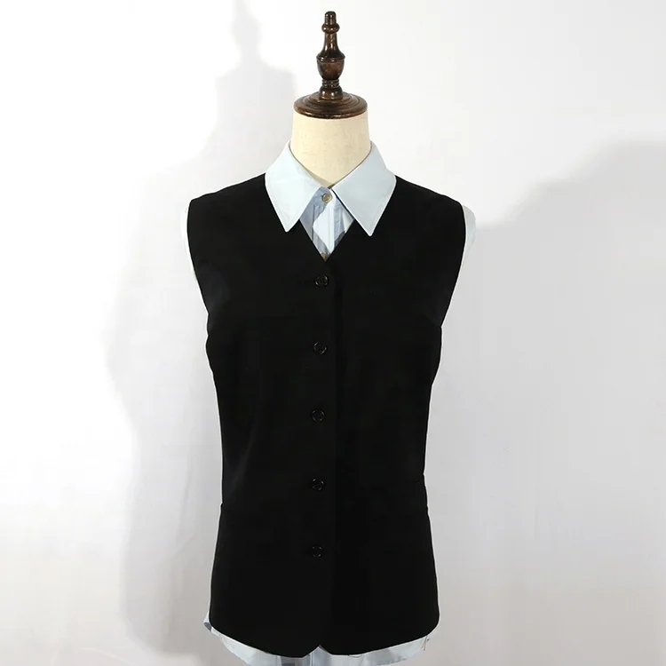 Wholemsale market request black chearp female suite vest with 3pocket