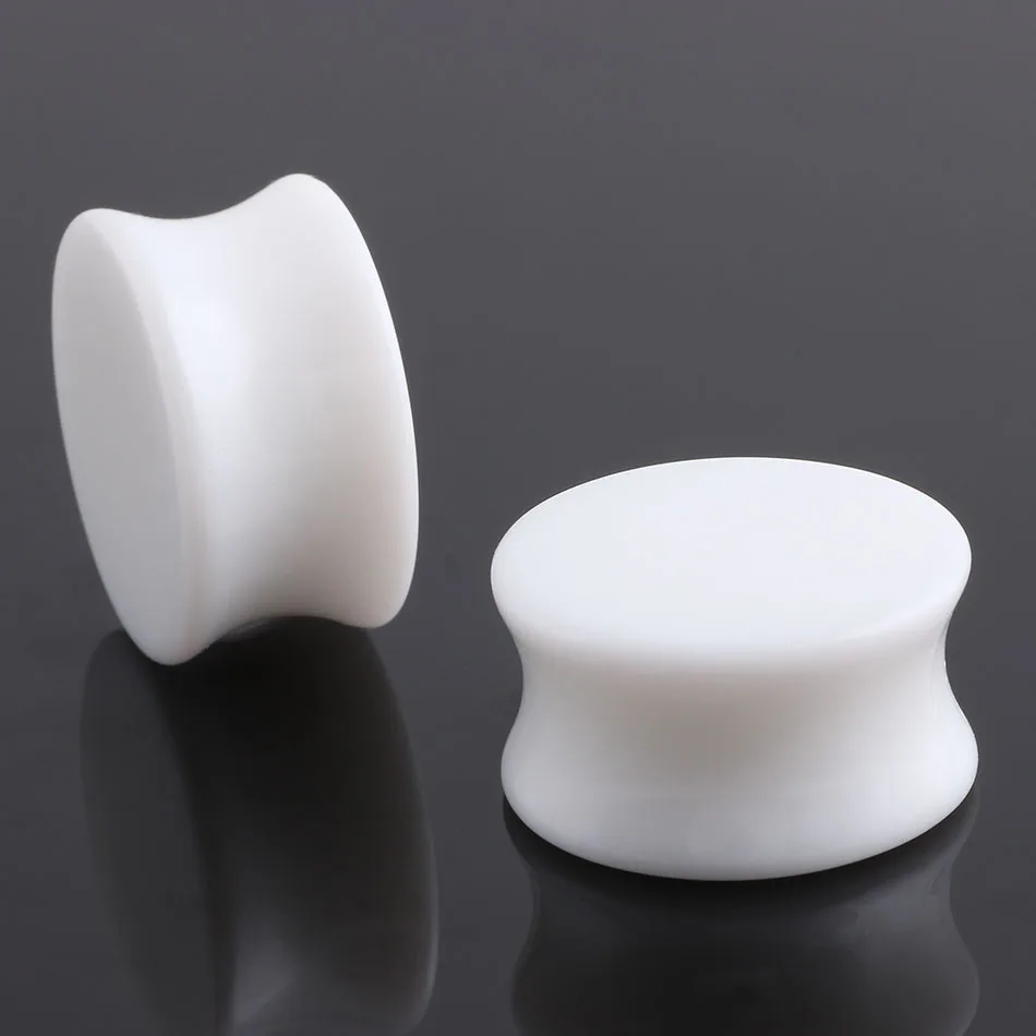 ZESEN Unisex Punk Style Acrylic Ear Studs Solid Black White Body Jewelry Wedding Suitable Ear Piercing Tunnels