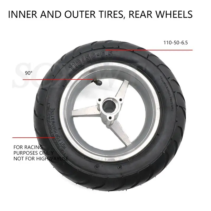 Free shipping pocket bike Wheel front 90/65 -6.5 rear 110/50- 6.5 wheels tyre rims 47cc 49cc 2stroke bike ATV mini bike