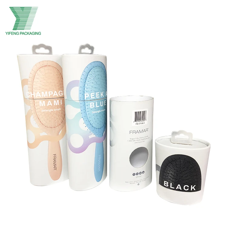 Yifeng packaging eco friendly hair brush packaging custom logo printed cylinder container round tube packaging boxes