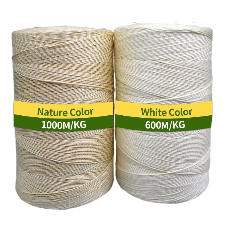 100% Nature Sisal Yarn 600m/kg and 1000m/kg  - White/Nature Thin Sisal Rope - Single-ply Sisal Yarn