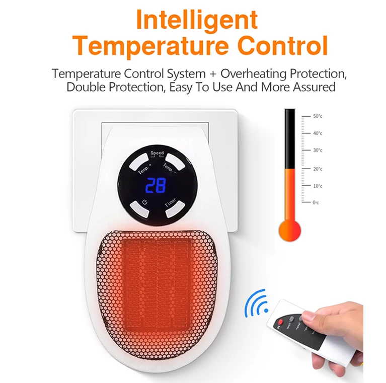 Portable Mini PTC Heaters 500W Ceramic Electric Fan Bathroom Bedroom Heater Fan for Home Office