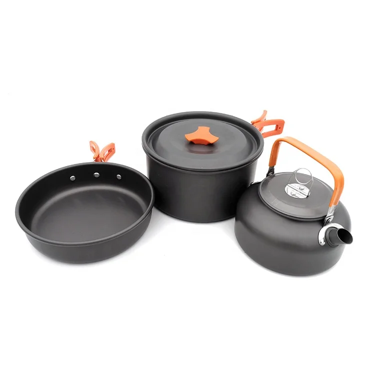 
Wholesale Camping Cookware Mess Kit Pots Pan Camping Aluminum Cookware 