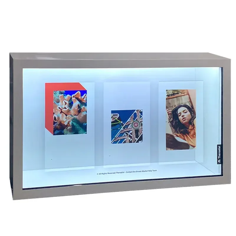 55-дюймовая прозрачная витрина Hypebox 1080p воспроизведение видео через прозрачные ЖК-экраны сенсорный экран монитор 3d Show Case