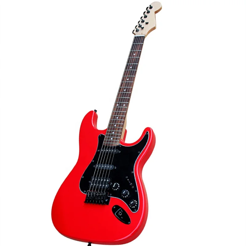 Huiyuan OEM электрическая гитара с черным оборудованием, музыкальные инструменты, дешевая красная электрическая гитара