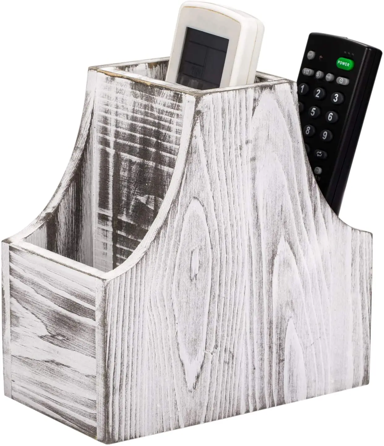 Coffee Table Decor Remote Control Holder 3-Compartment Wooden Desktop TV Remote Caddy Organizer