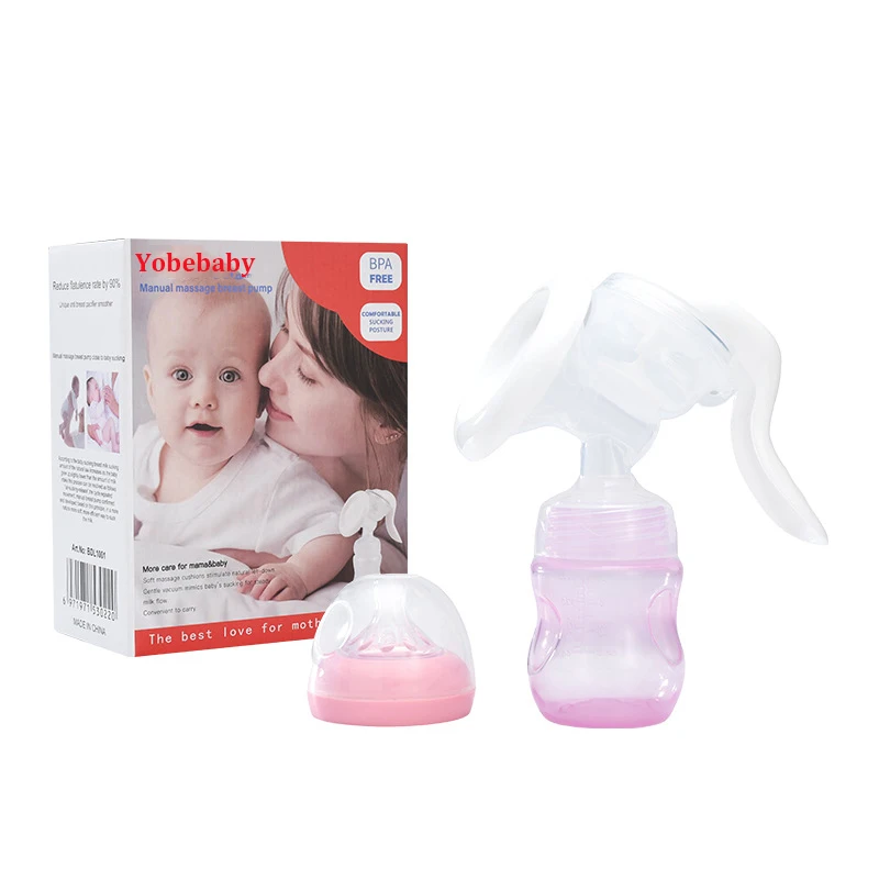 Adjustable Manual Breast Pump Food Grade Hand Pump for Breastfeeding With 120ML Baby Feeding Bottle