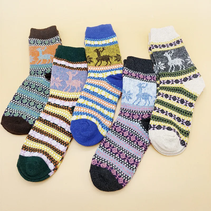 5 шт в упаковке женские разноцветные винтажные зимние мягкие теплые толстые шерстяные вязаные толстые короткие носки