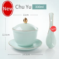 Factory Egg Custard Small Ceramic Steam Soup Bowl Steaming Cup Stew Pot With Lid