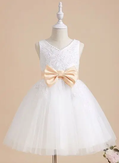 New Design High Quality Girl 7th Birthday Party Dresses White Flower Girl Dress For Wedding