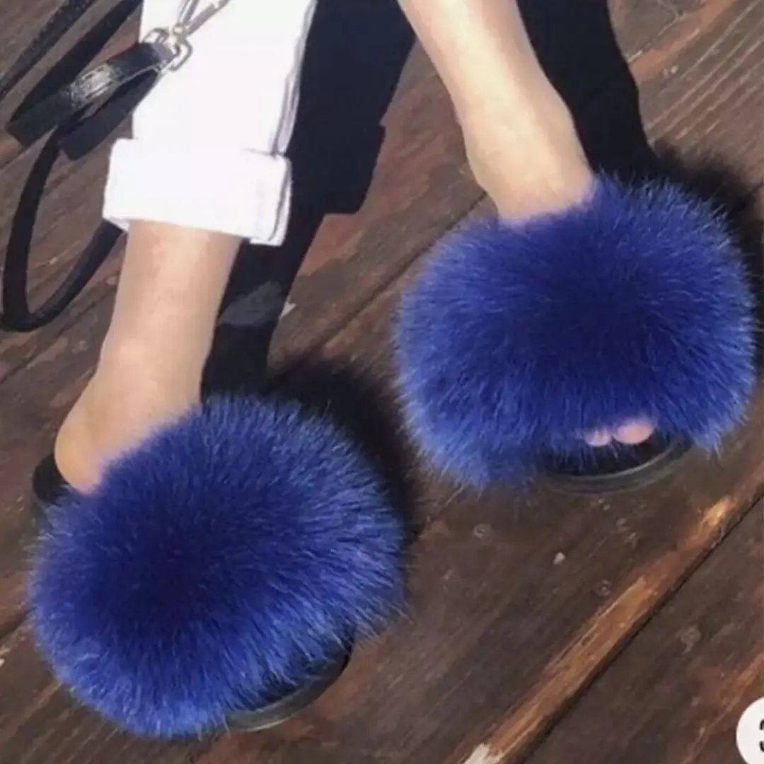 
Slipper accessories fur fox fur slides baby fox fur slides 
