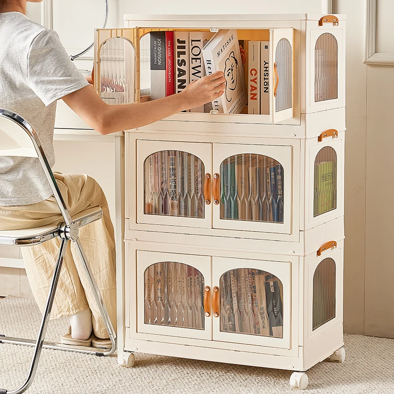 Foldable Plastic Storage Box Free Installation Storage Bin Cheap Locker Storage with Door and Wheels Trunk Car Folding