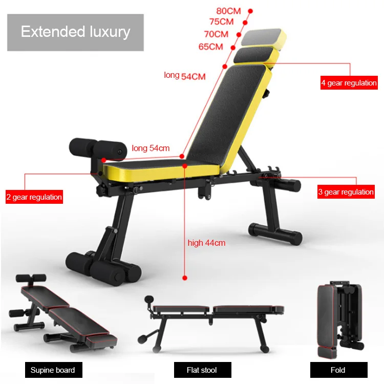 Adjustable folding multifunction dumbbell exercise weight flat bench