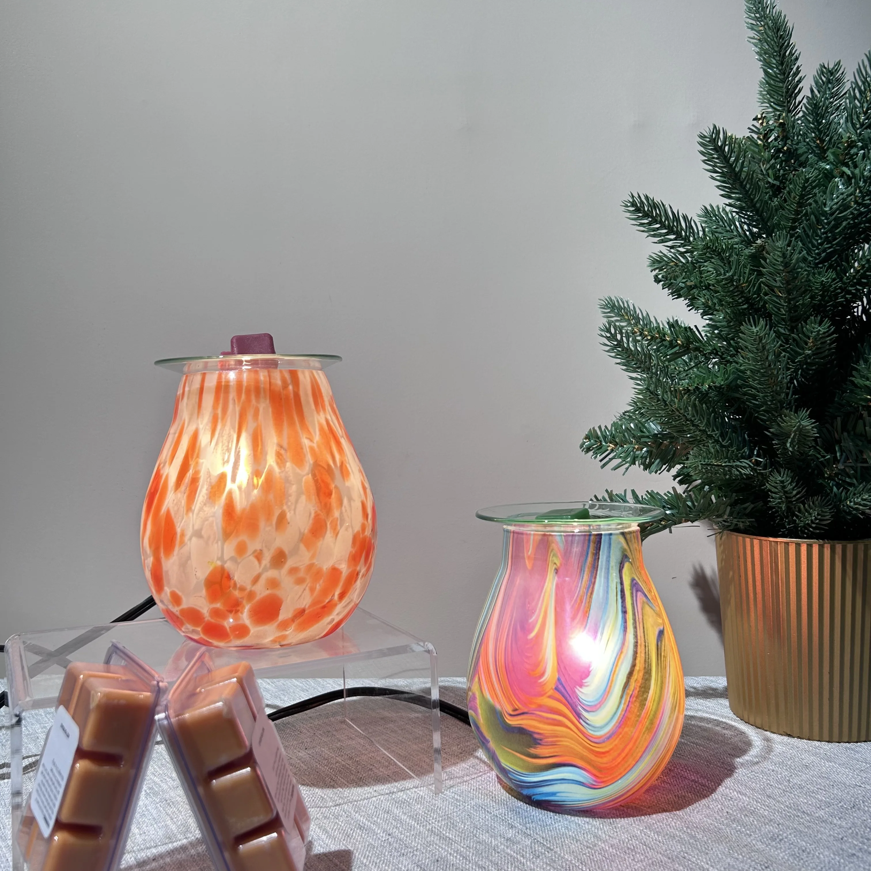 Home Aromatherapy Electric Soy Wax Burner Glass Housing Desk Top Warmer Fragrance  3D Oil Candle Warmers