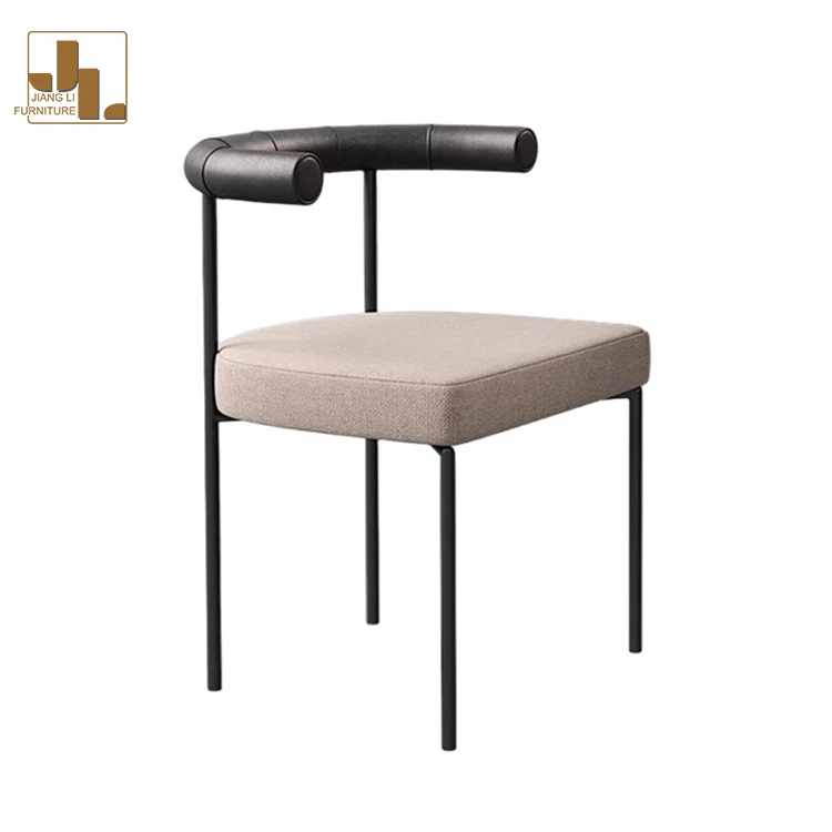 Classic vintage design chair metal frame high backrest teddy fabric metal dining chair for restaurant hotel canteen