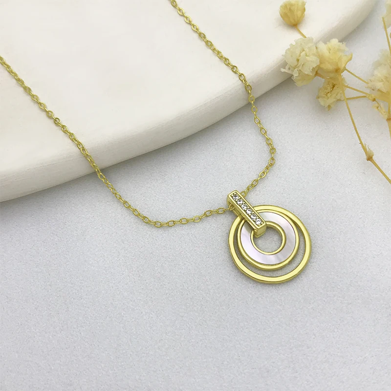 New Arrival Hollow Out Circle Double Loop Cross Pendant  Designer Jewelry 925 Sterling silver Gold Plated Necklace For Women