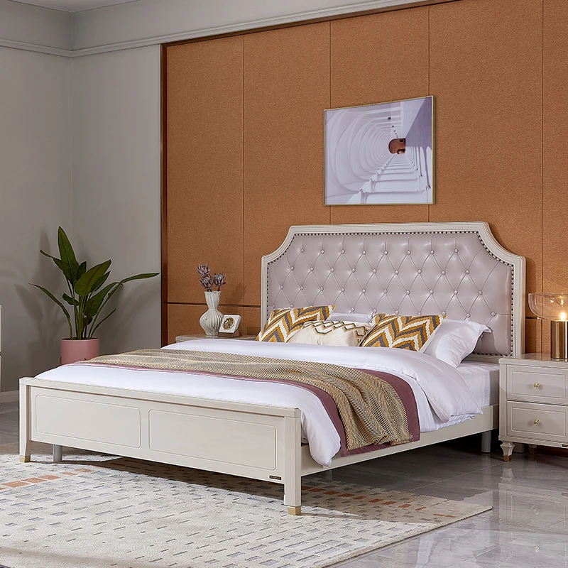 801707 Quanu american style master bedroom modern design luxury tufted leather Storage bed 1.8 m double super king size bed