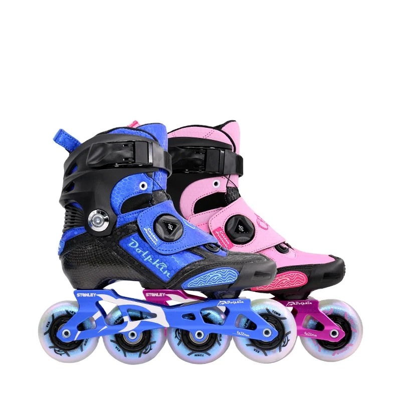 Factory Production OEM Carbon Fiber Freestyle Slalom Inline Skates for Youth 4 Wheels Roller