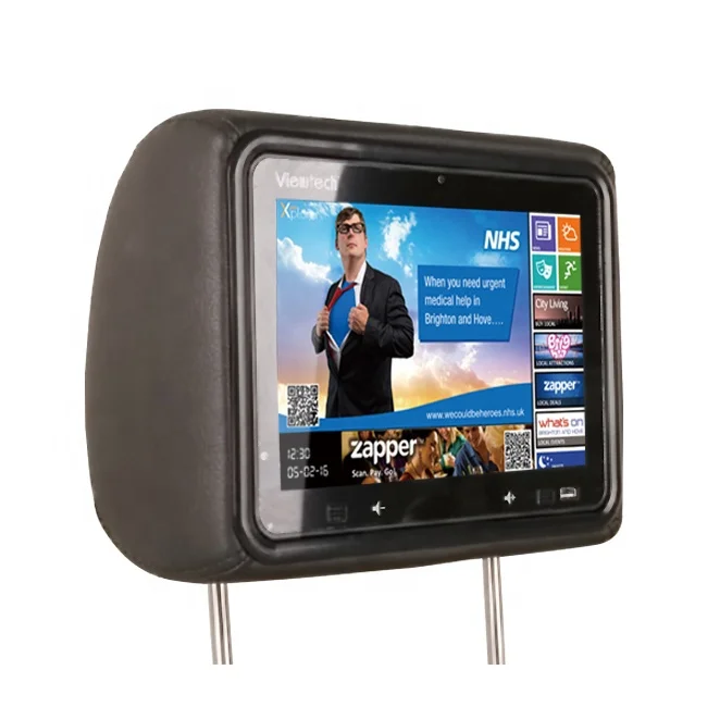 Android 8.1 10.1 inch headrest taxi advertising player with WIFI, 4G, GPS taxi lcd advertising screen