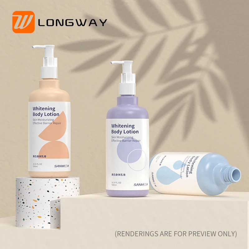 500ml/16oz empty plastic PET bottle with long neck pump for shower gel shampoo body lotion