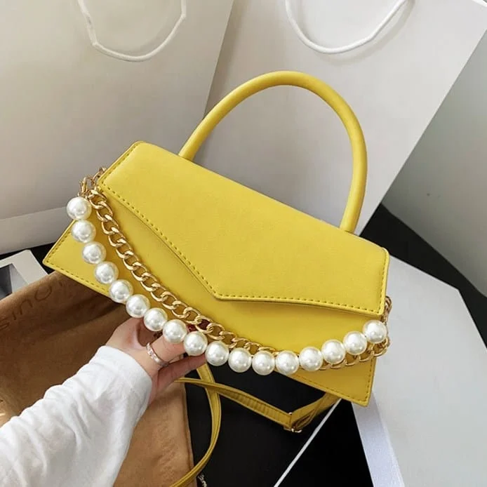 
Summer Beach Ladies Fashion Patry Pearl Chains Tote Single Side Shoulder Crossbody Handbag Women Hand Bags 