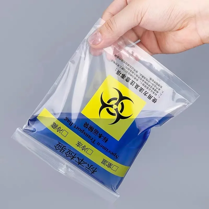 Medical test bag custom made biological specimen zipper bag biohazard  specimen bag