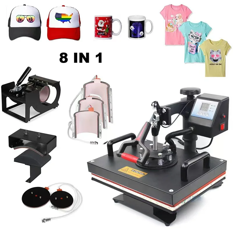 Hot Selling 8 In 1 Combo Multi-function Sublimation Heat Press Machine Digital Heat Press Machine For Mug T Shirt Hats