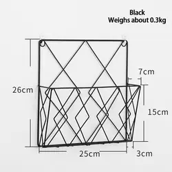 European style wrought iron magazine rack newspaper storage basket wall mounted multifunctional storage basket