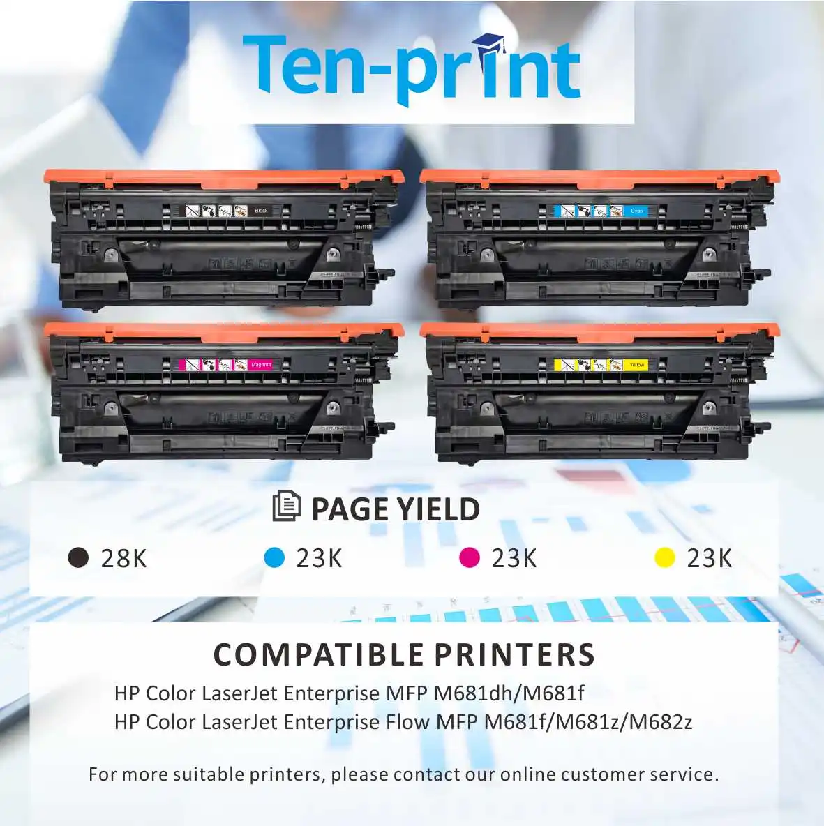 Ten-print Заводская розетка 657X CF470X CF471X CF472X CF473X тонер-картридж для HP M681 M682