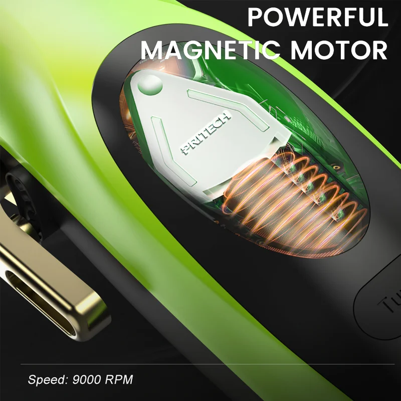 PRITECH New Magnetic motor 9000rpm high-speed haircut professional hair clipper for men with DLC