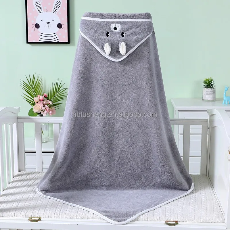 Best Quality Coral Fleece baby hooded towel Super Absorbent baby hooded bath towel