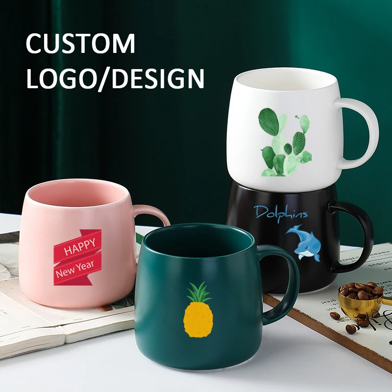 Custom logo Large Matte Ceramic Coffee Mug with handle 15 16oz Porcelain Big Mug for Christmas Gifts Tea Cup for Office and Home