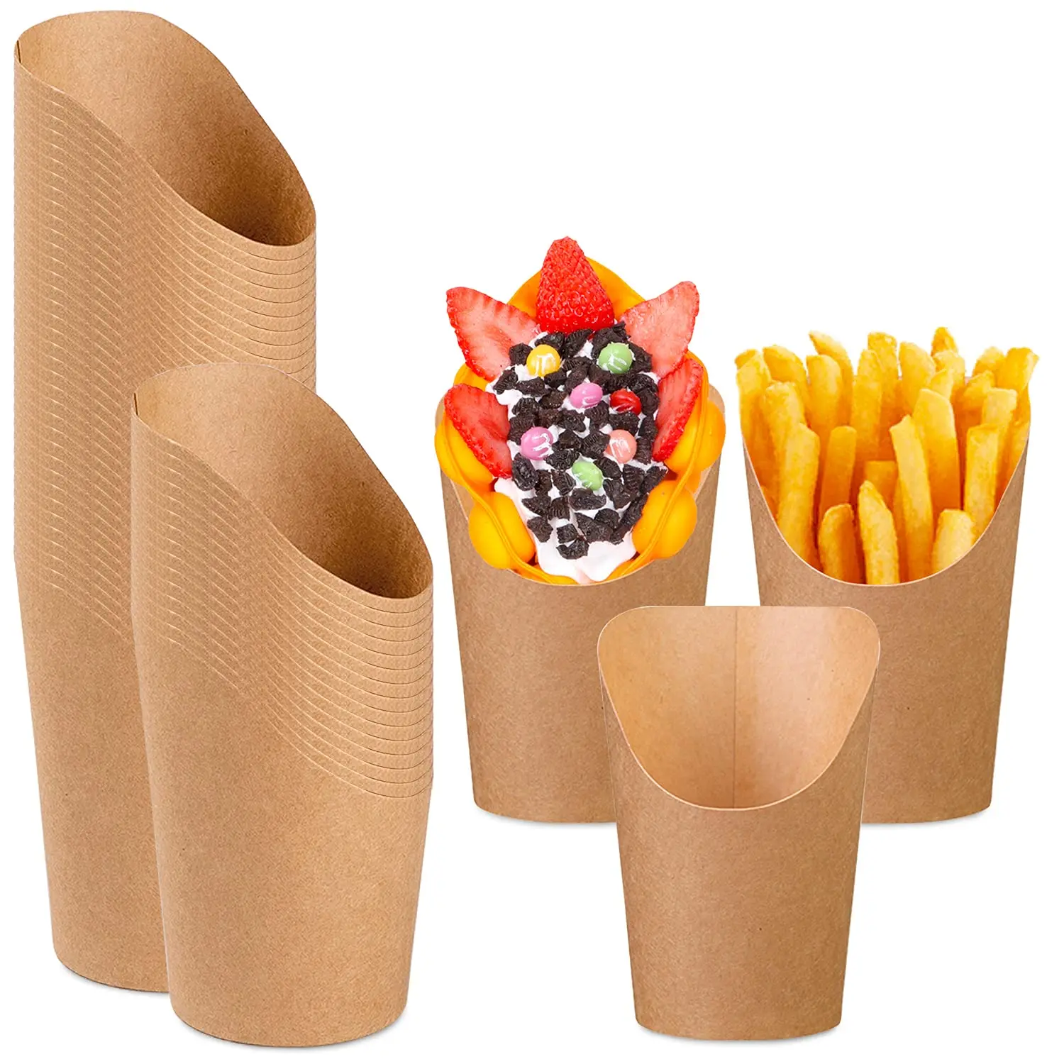 Custom Printing High Quality Recyclable Waffle Kraft Paper boxes Ice Cream Cone box Takeaway Packaging Box