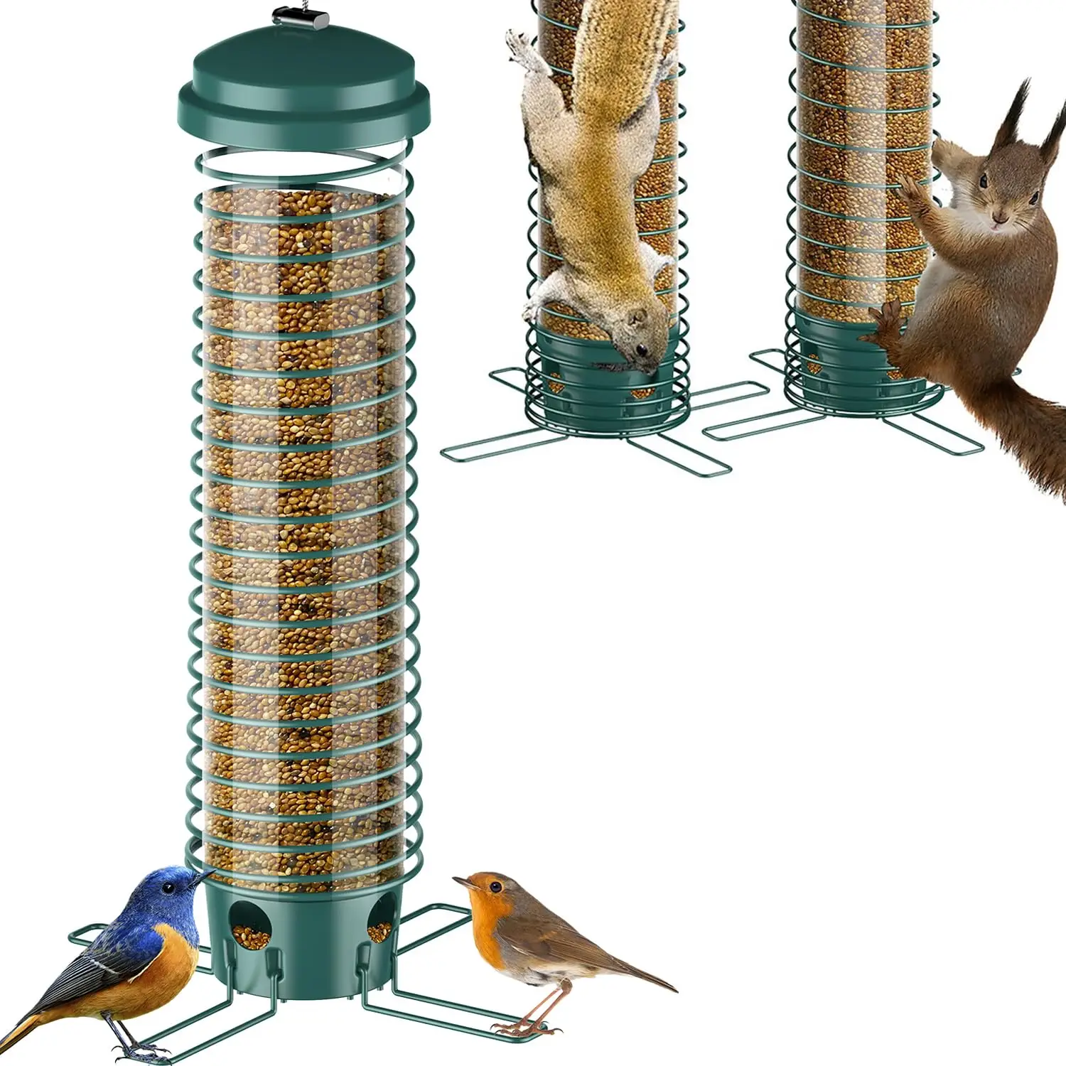 Squirrel-Proof Metal Hanging Bird Feeder for Outdoor Use for Wild Cardinals Finches Sparrows Blue Jays by Bird Bowls & Feeders