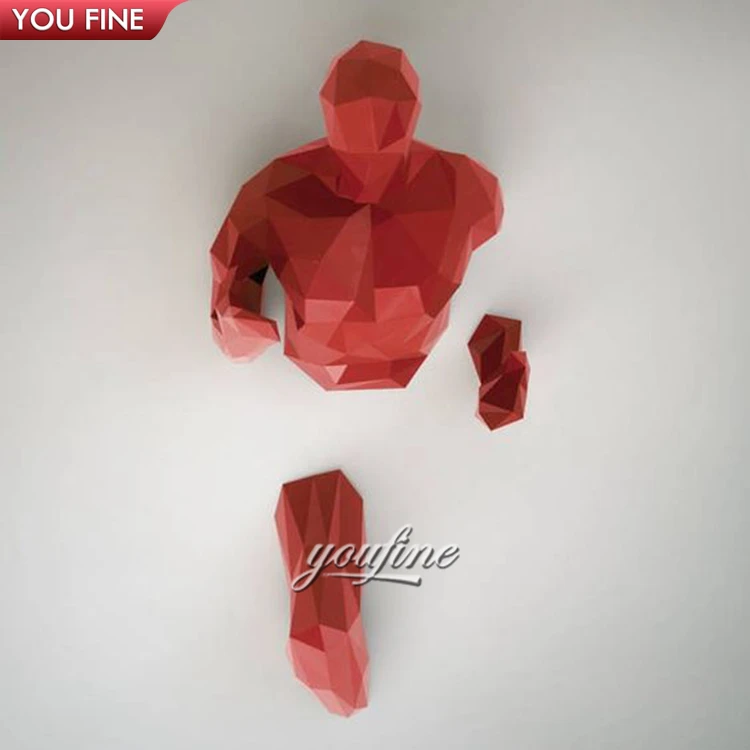 High Quality Art Metal Figure Statue Stainless Steel Sculpture Man Running On Wall