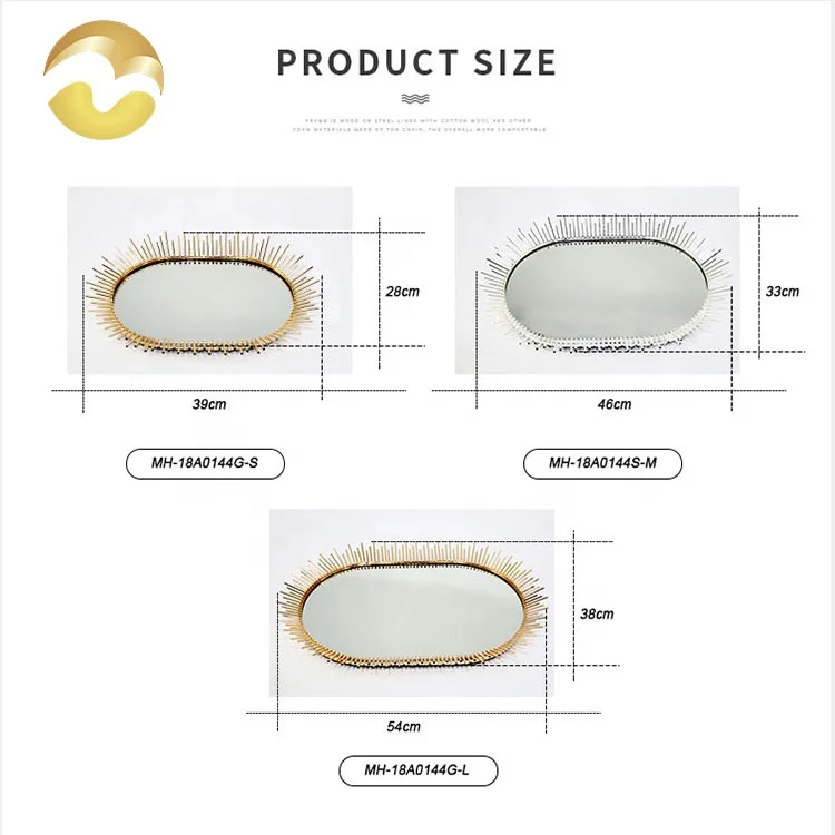 New Creative Vintage Ellipse Mirror Glass Design  Storage Tray Wedding