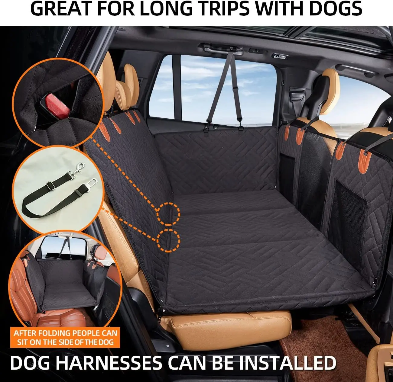 Waterproof Foldable Washable Dog Car Seat Cover with hard bottom Dog Hommock Back Seat Extender For Dogs Car Seat Covers