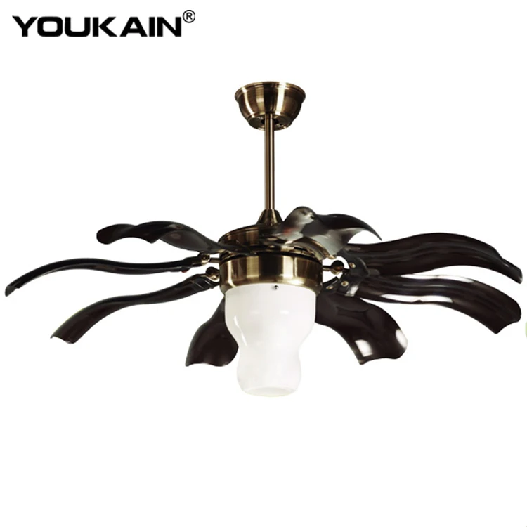 Скандинавские декоративные потолочные светильники с 8 лезвиями из АБС-пластика, с вентилятором, Электрический потолочный светильник с дистанционным управлением и медным мотором