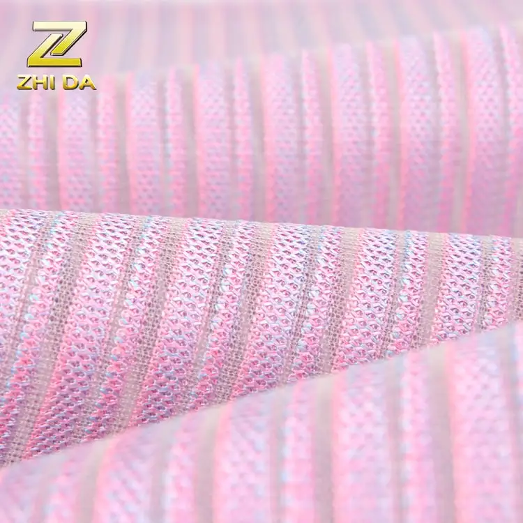2020 new design stripe style mesh fabric in 100% polyester for fashion bags