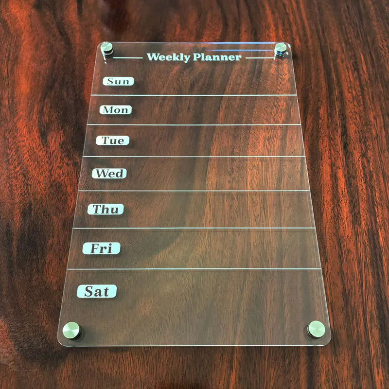 Custom Acrylic Dry Erase Wall Calendar with Dry Erase Marker Clear with Black Print