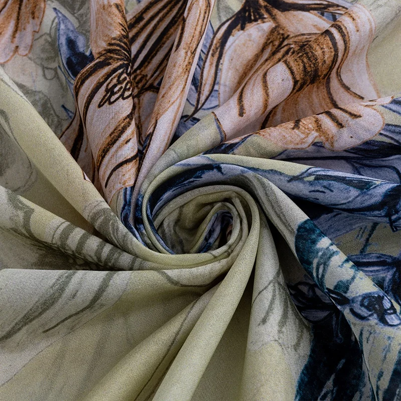 elegant mulberrry silk chiffon fabric 8mm digital printed cloths 100% mulberry silk fabric for chiffon dress blouses skirt