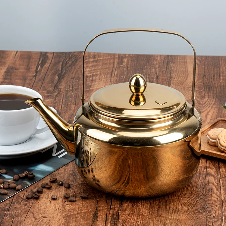 Mirror Polished 2L 3L 4L All Metal Gold Stainless Steel Whistling Kettle Water Tea Pot Kettle