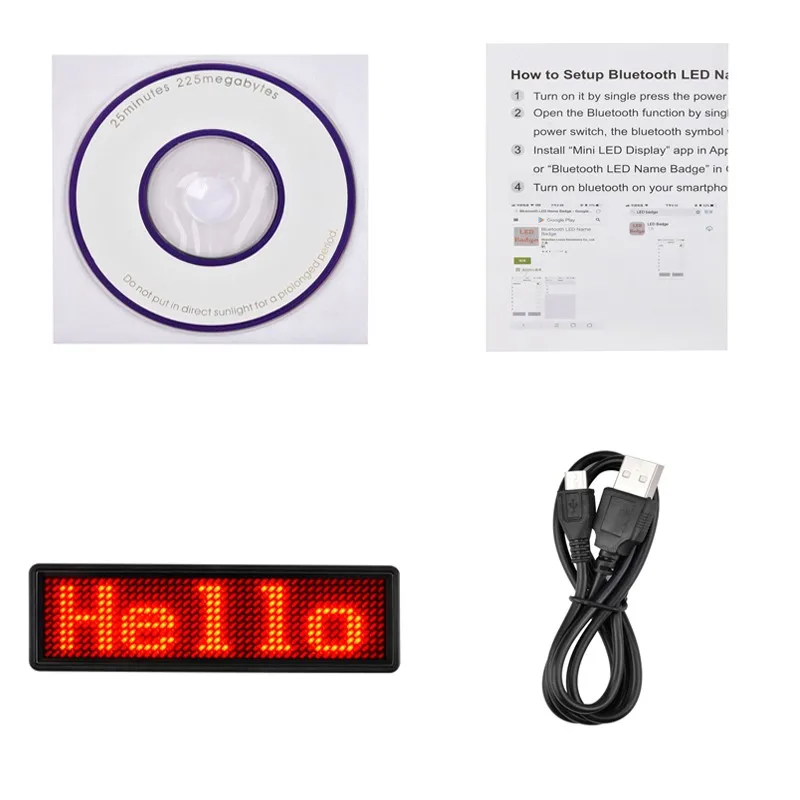 Rechargeable custom display message electronic led display insignia USB Programming digital name badge clothes tag