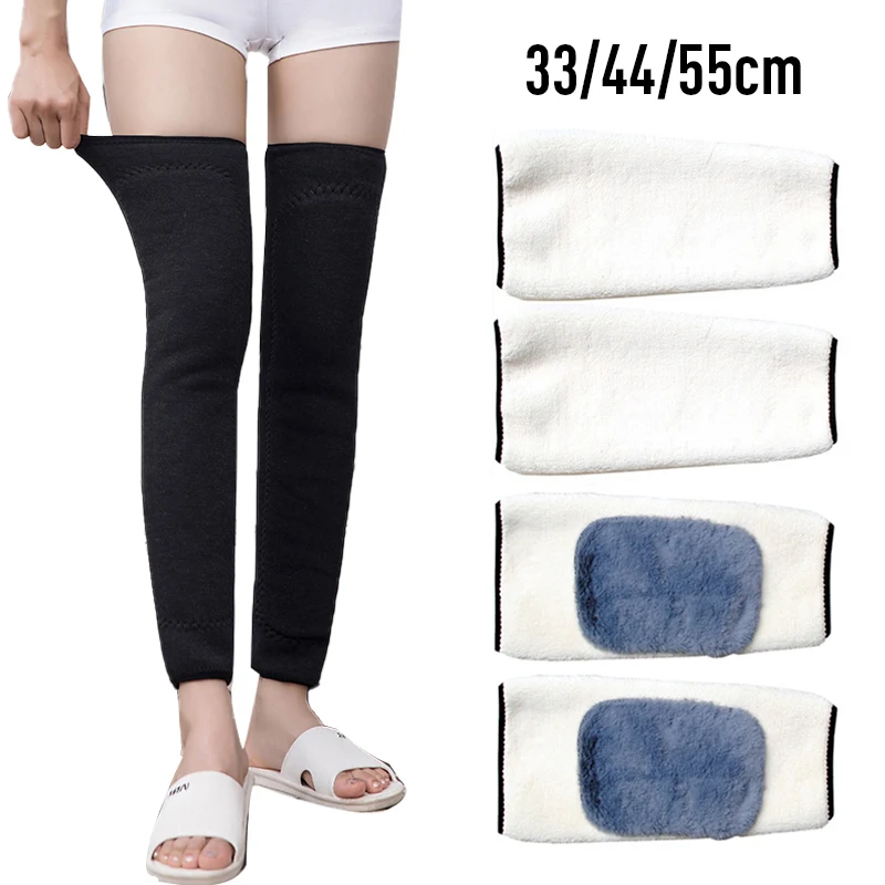 Ecommerce Bestsellers Winter Furry Leg Warmer Sleeves Fast Warm up Berber Fleece Thicken Legging Knee Support Pads With Straps