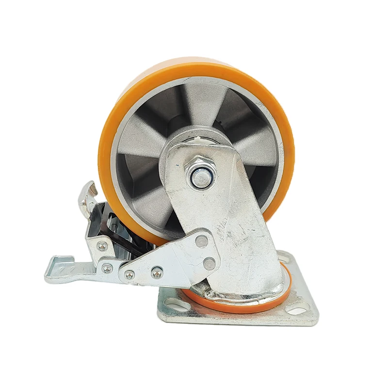 China Caster Wheel Manufacturer 4in 5in 100mm 125mm Twin Wheel Brake Lock Caster Wheel